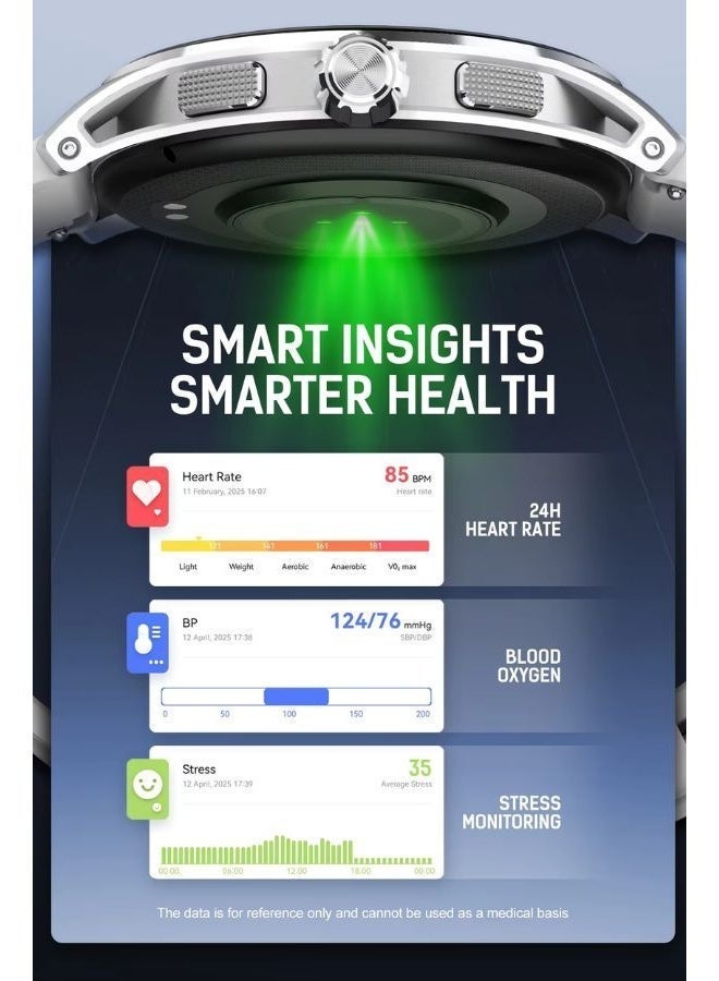LDNIO ساعة ذكية مع مراقبة معدل ضربات القلب والأكسجين في الوقت الحقيقي، مراقبة صحة النوم، أوضاع رياضية احترافية وتتبع نوم ذكي بتصميم مقاوم للماء من سبائك الزنك الفاخرة. - Image 3